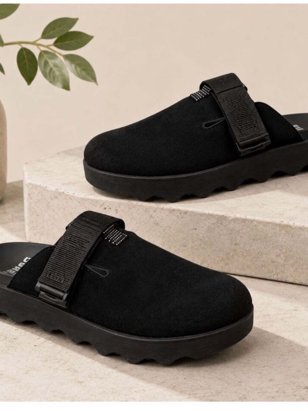 Sorel Platform Black Suede Clogs Size 9